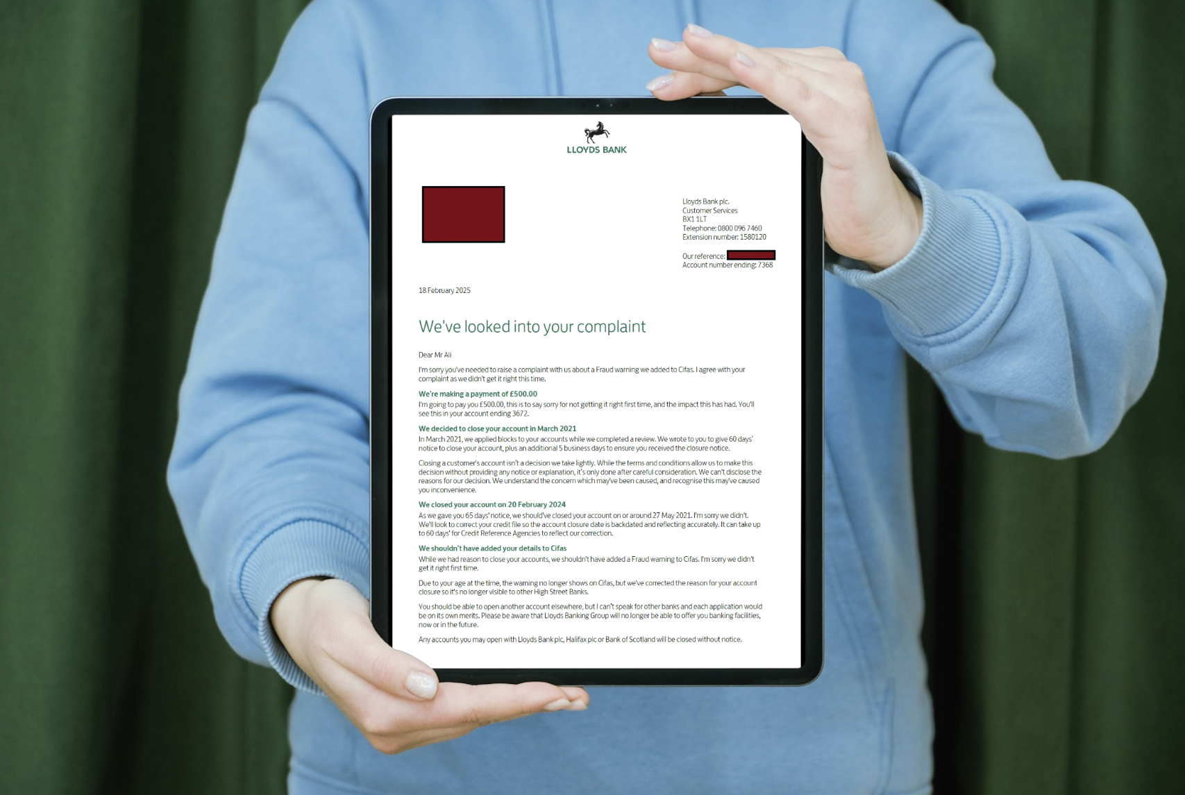 £500 Compensation + CIFAS Removal